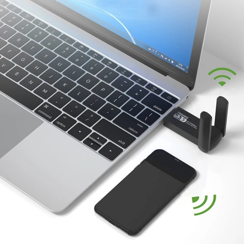 

USB Wireless Network Wifi Adapter 2.4Ghz+5G Double Band Antenna Ethernet Wi-fi Dongle Launcher Receiver for Computer PC Laptop