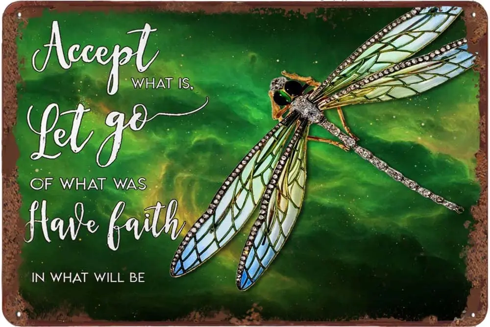 Liyinriyns Retro Metal Tin Sign Dragonfly Accept What is Sign for Outdoor & Indoor Wall Poster Home Bar Shop Coffee Vintage sign