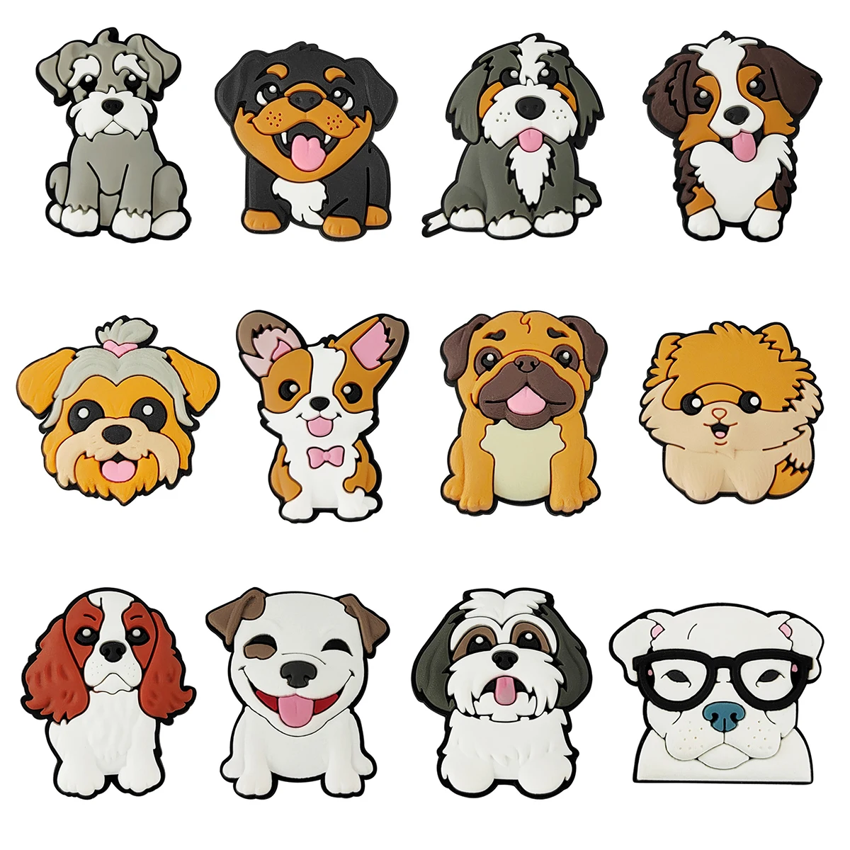 

2-12PCS Cartoon dog Corgi Puppy Schnauzer Shoe Charm Wholesale PVC Decoration Buckle Sandal Detachable Waterproof To Xmas Gift