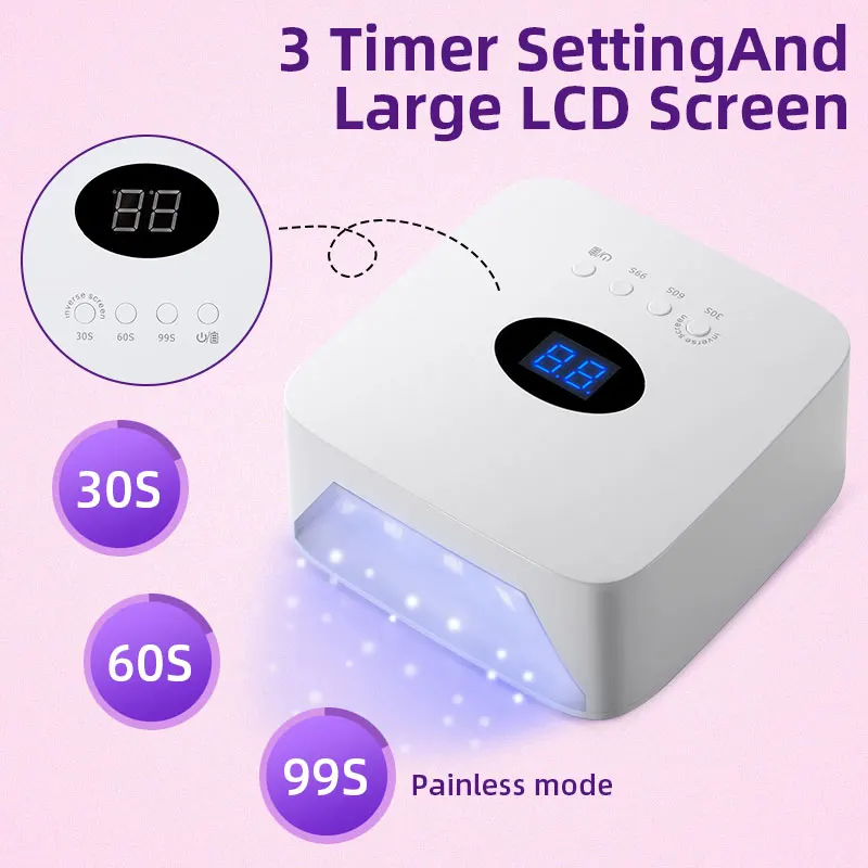 Oplaadbare UV LED-nagellampdroger met HD-display Slimme nageldrooglamp voor snel droog uitharding Alle gelnagellak-manicuregereedschappen