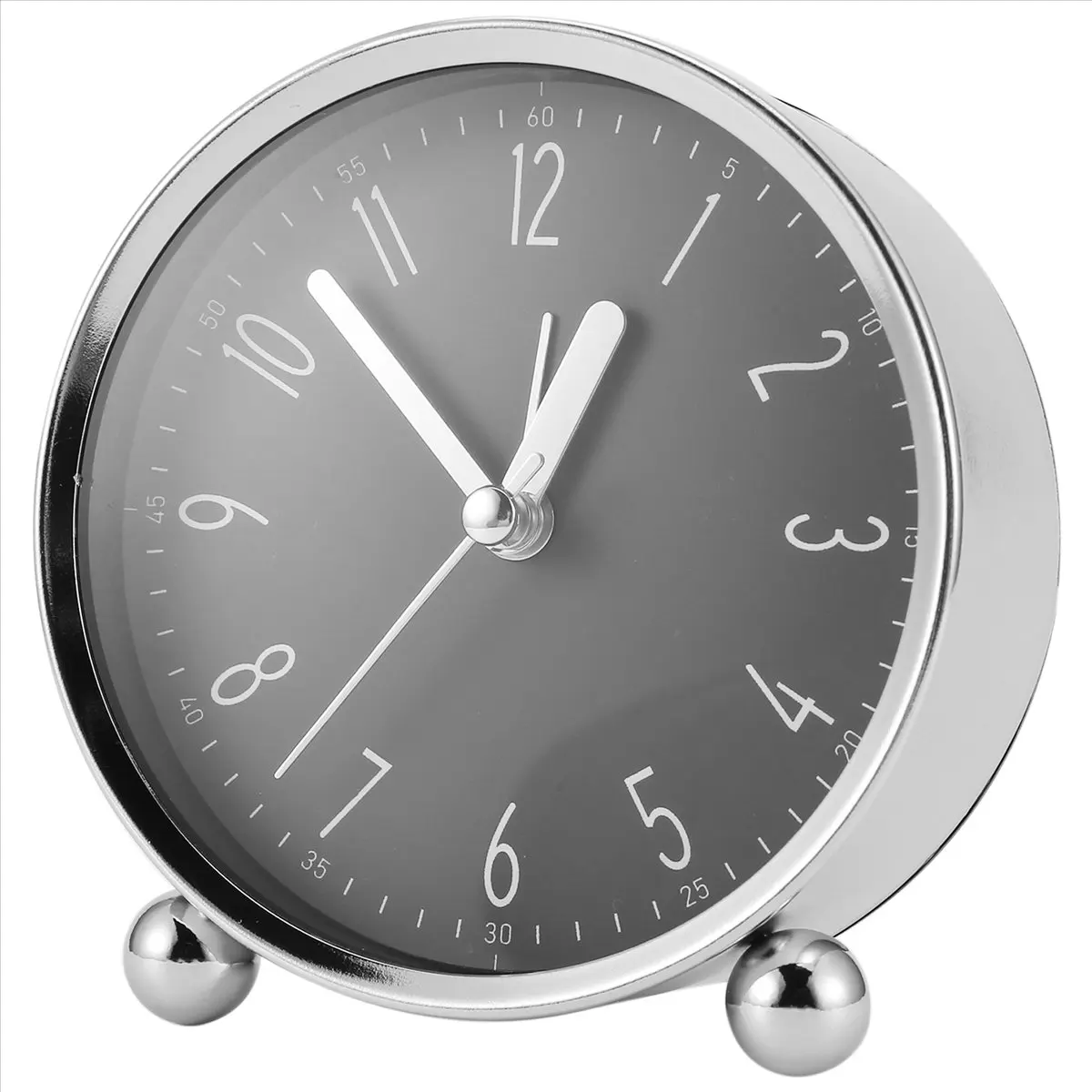 A32I Non Ticking Alarm Clock,4 Inch Silent Bedside Clock for Heavy Sleepers, Battery Operated Analogue Clock, for Home Office