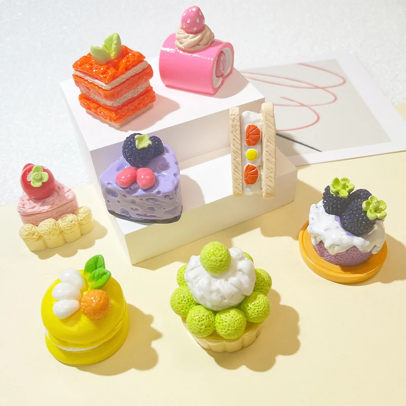 Mini Artificial Fruit Cake Dessert Miniature Model Simulation Cake Decoration Photo Prop Display Gift Car Doll House Ornaments