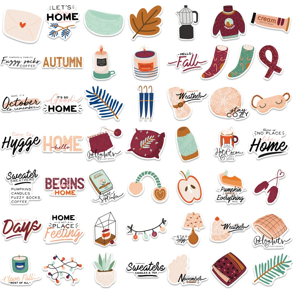 10/30/50pcs Vintage Autumn Cute Art Abstract Cartoon Stickers Laptop Guitar Scrapbook Phone Luggage Car Graffiti Sticker Decal