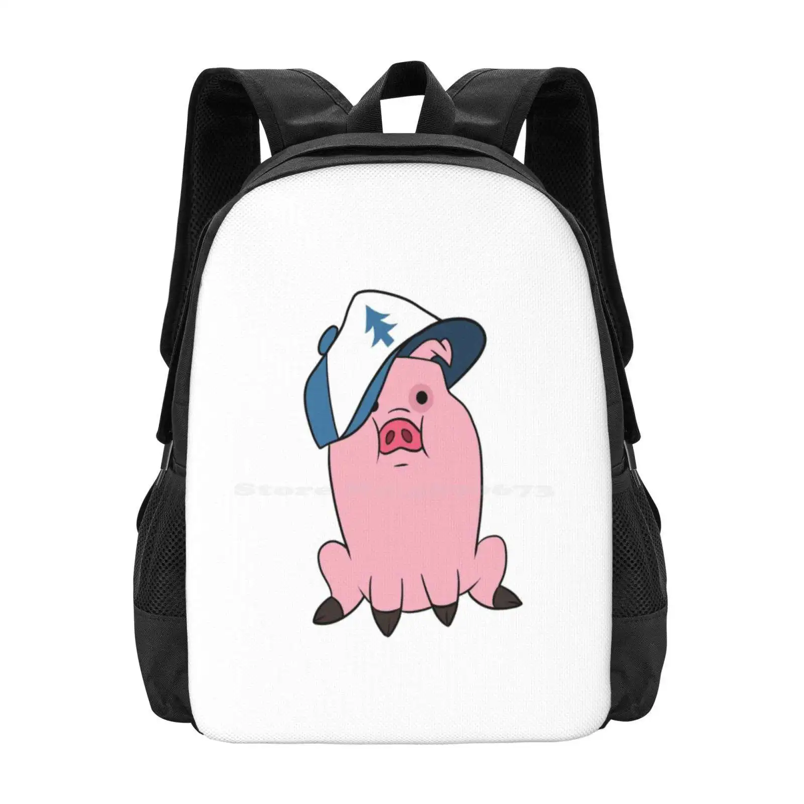 Waggels Tiener Student Rugzak Patroon Ontwerp Tassen Waggels Dippers Hoed Leuk Varken Plezier