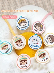 Customized Felt Embroidery Name Tag Sticker Cartoon Pattern For Kids Children Hanging On School Bag Cup Clothes Name Pendant