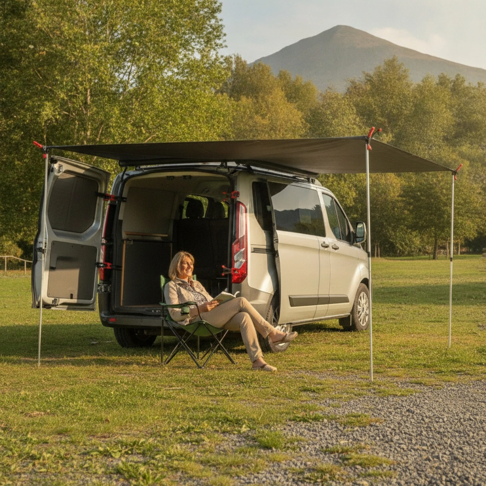 Rear Barn Door Awning Cover 600D Oxford Rear Door Awning Cover Easy to Install Sheltering for Van Owners, Camping, Outdoor Work view 6