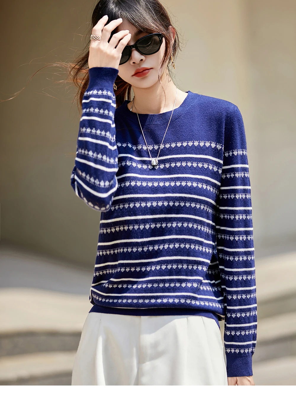 2026 Women's New Cashmere O-neck Hoodie Casual Fashion Jacquard Top Autumn/Winter Fashion Top