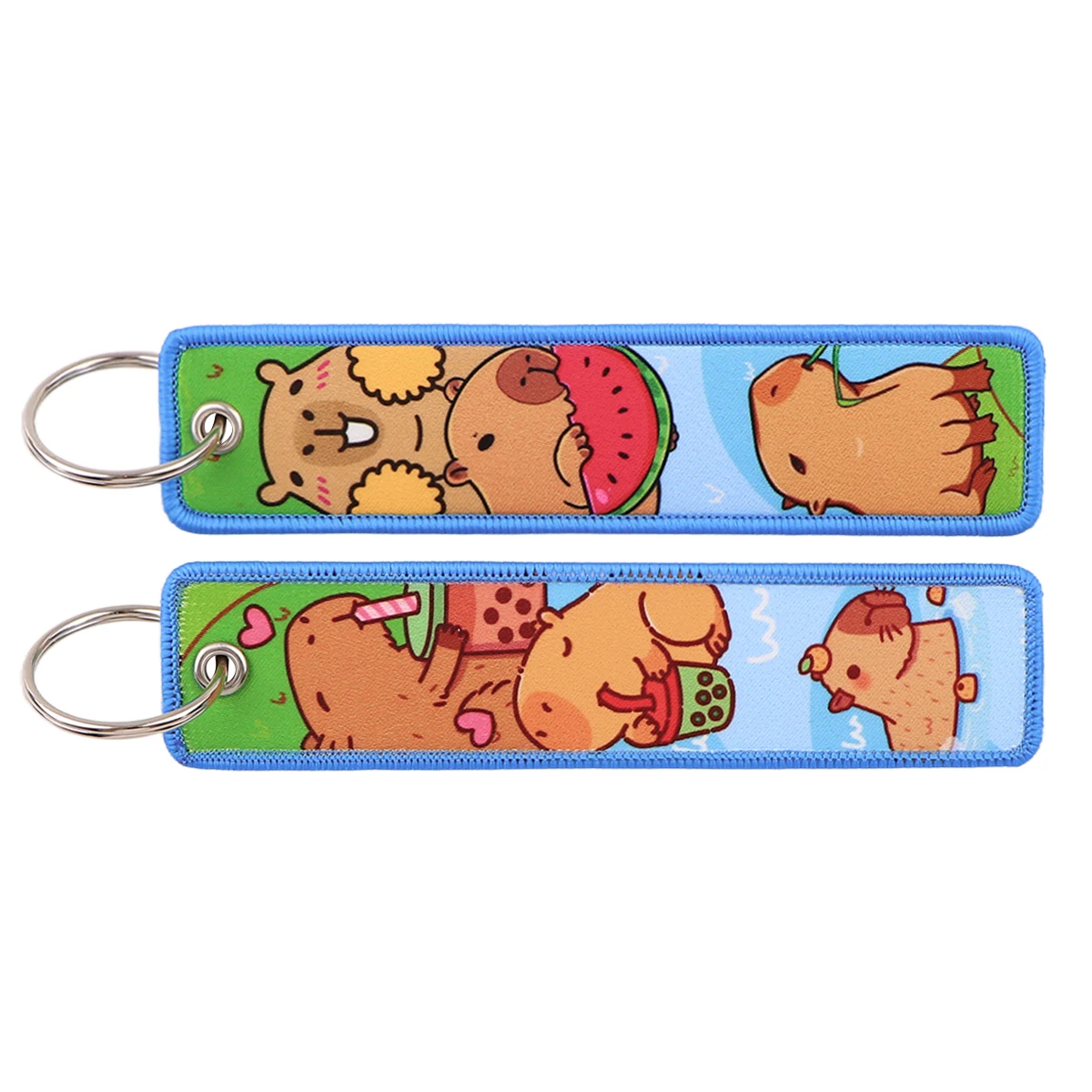 Cute Capybara Embroidery Key Fobs Cartoon Animals Key Tags Keychain For Motorcycles Cars Key Ring Accessories Chaveiro Gifts