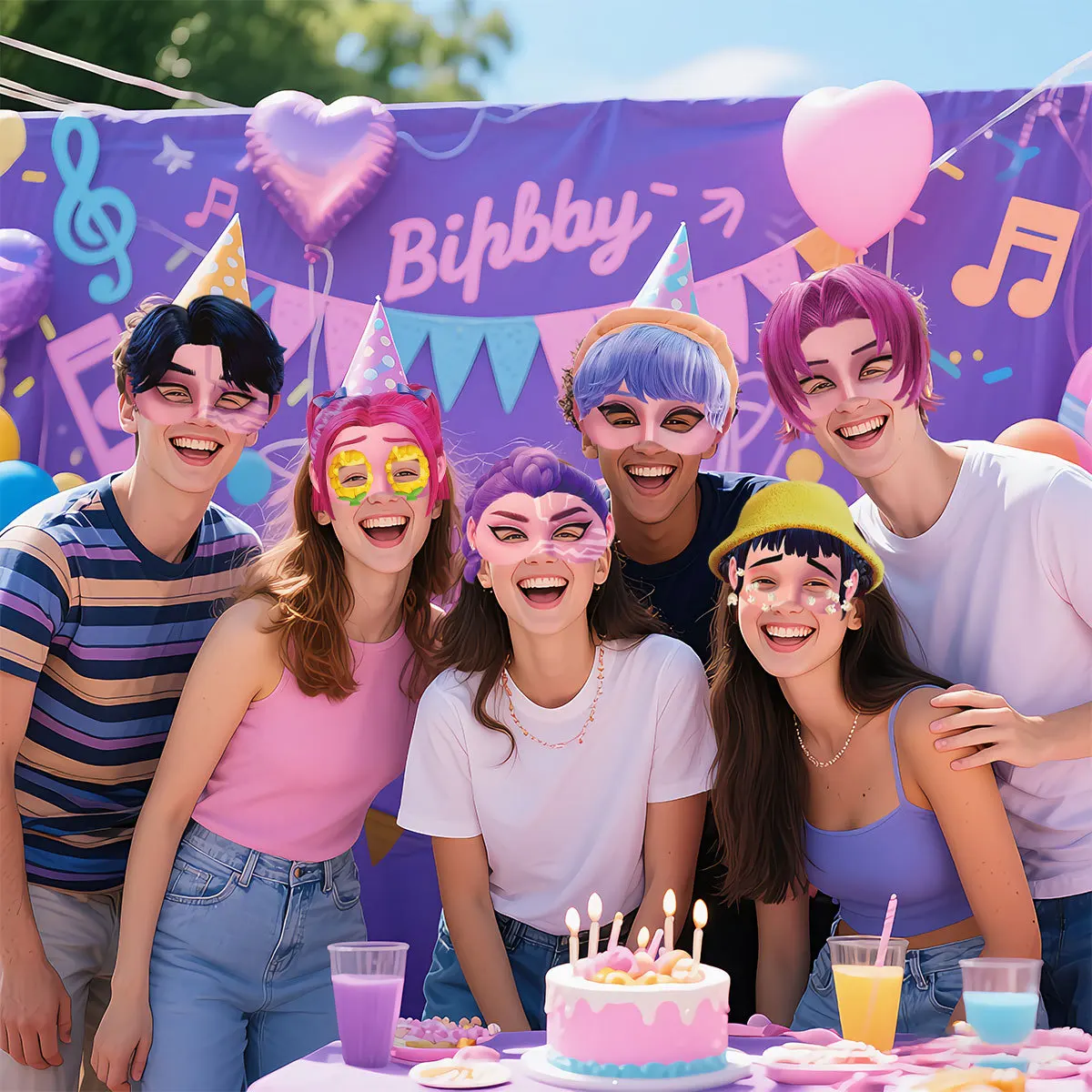 Masque de chasseurs de démons Kpop, 12 pièces, accessoires de photographie pour fête d'anniversaire, Cosplay, décorations pour filles et garçons, cadeaux de fête d'halloween