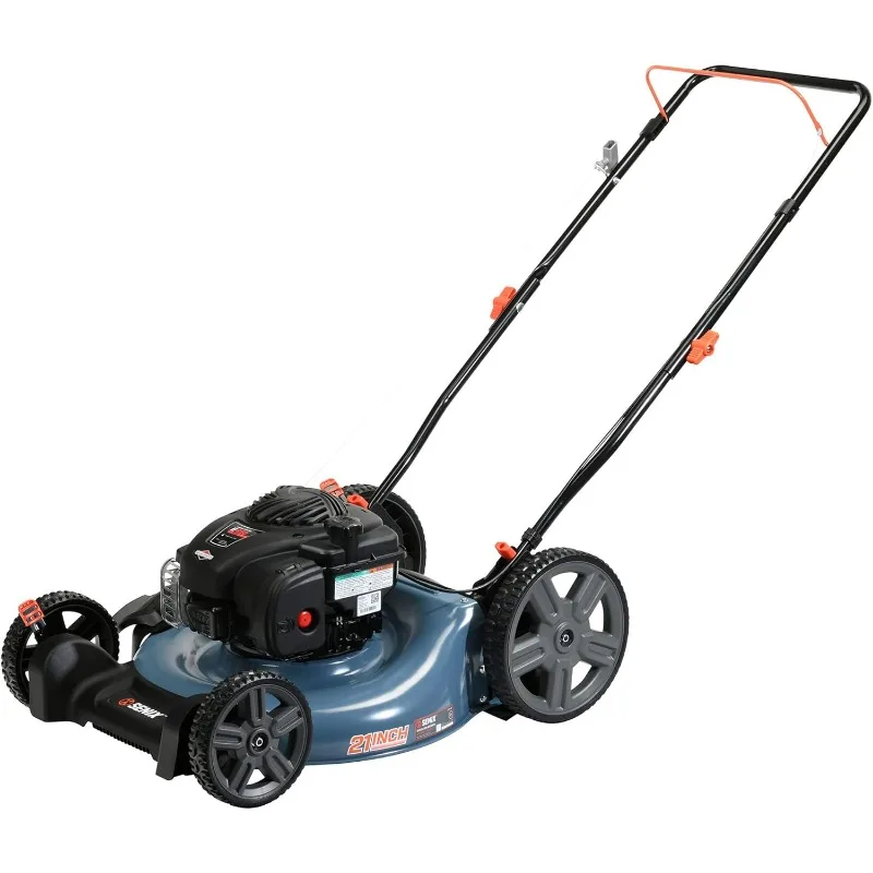 SENIX 21-Inch Gas Push Lawn Mower with 140 cc 4-Cycle Briggs & Stratton Engine, Mulching and Side Discharge, 6-Position Dual