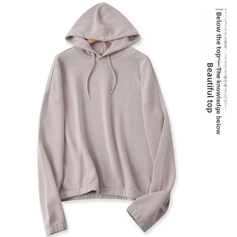 Spring New Arrival Women's Fashionable Air Layer Hoodie Loose Fit Casual Top Long Sleeve Pure Color Commute Style 13941