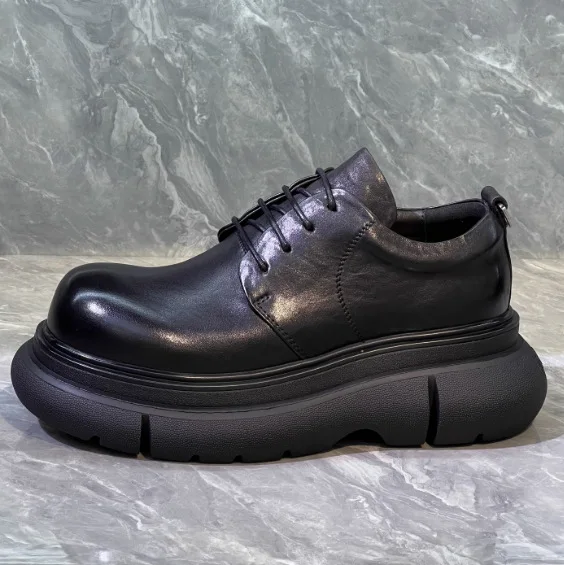 

Men's shoes 2026 autumn and winter new thick soled derby shoes sponge cake casual men's shoes fashionable leather shoes