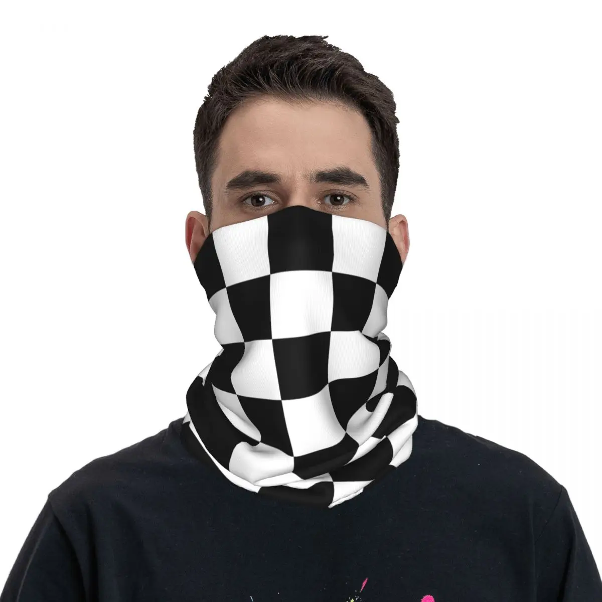 Houndstooth Black White Check Plaid Balaclavas Mask Scarf Merch Neck Gaiter Sillitoe Tartan Black-White Checkered Bandana