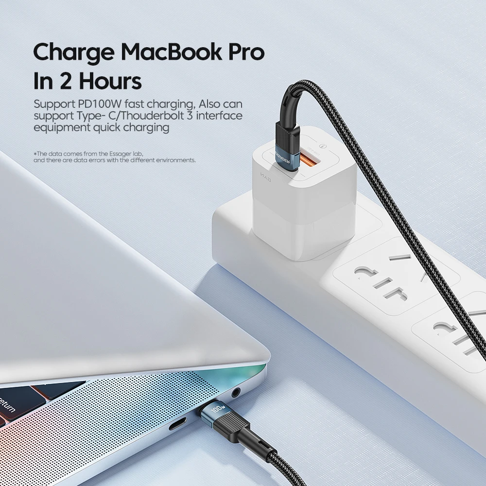 Essager 100W USB 유형 C에 USB C 케이블 USB-C PD 고속 충전 충전기 와이어 코드 맥북 삼성 Xiaomi Type-C USBC 케이블 3M