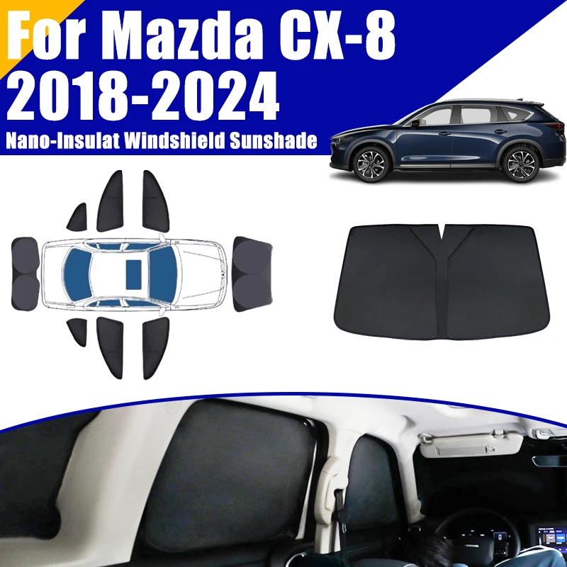 

Солнцезащитный козырек с полным покрытием для Mazda CX-8 CX8 2018-2024 2020, автомобильные аксессуары, козырек для автомобильных окон, козырек для конфиденциальности, черный складной