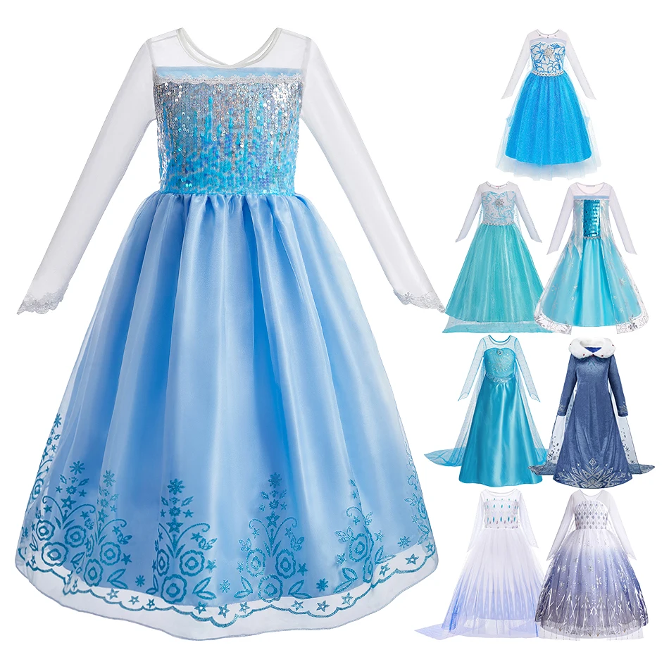 

Child Party Long Sleeve Dress Clothes Baby Fairy Gowns Girls Elsa Princess Dresses Kids Snow Queen Carnival Cosplay Costumes