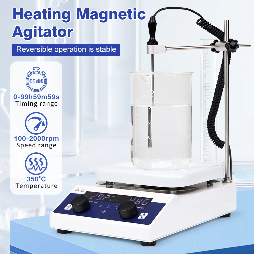 10L MS800Pro Heating Magnetic Stirrer Lab Mixer LED Display Stirrer 100-2000RPM Adjustable Speed Magnetic Agitator