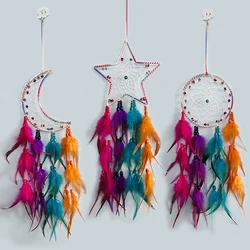 Handmade Colorful Feather Dream Catcher Wind Chimes Bedroom Living Room Hanging Ornaments Wall Decoration Pendant Festival Gifts