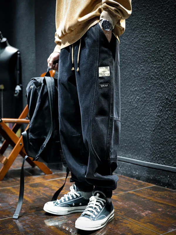Winter Fleece Lined American Style Loose Fit Men's Jeans Harlan Pants Workwear Trousers Cotton Polyester Blend Wear Resistant