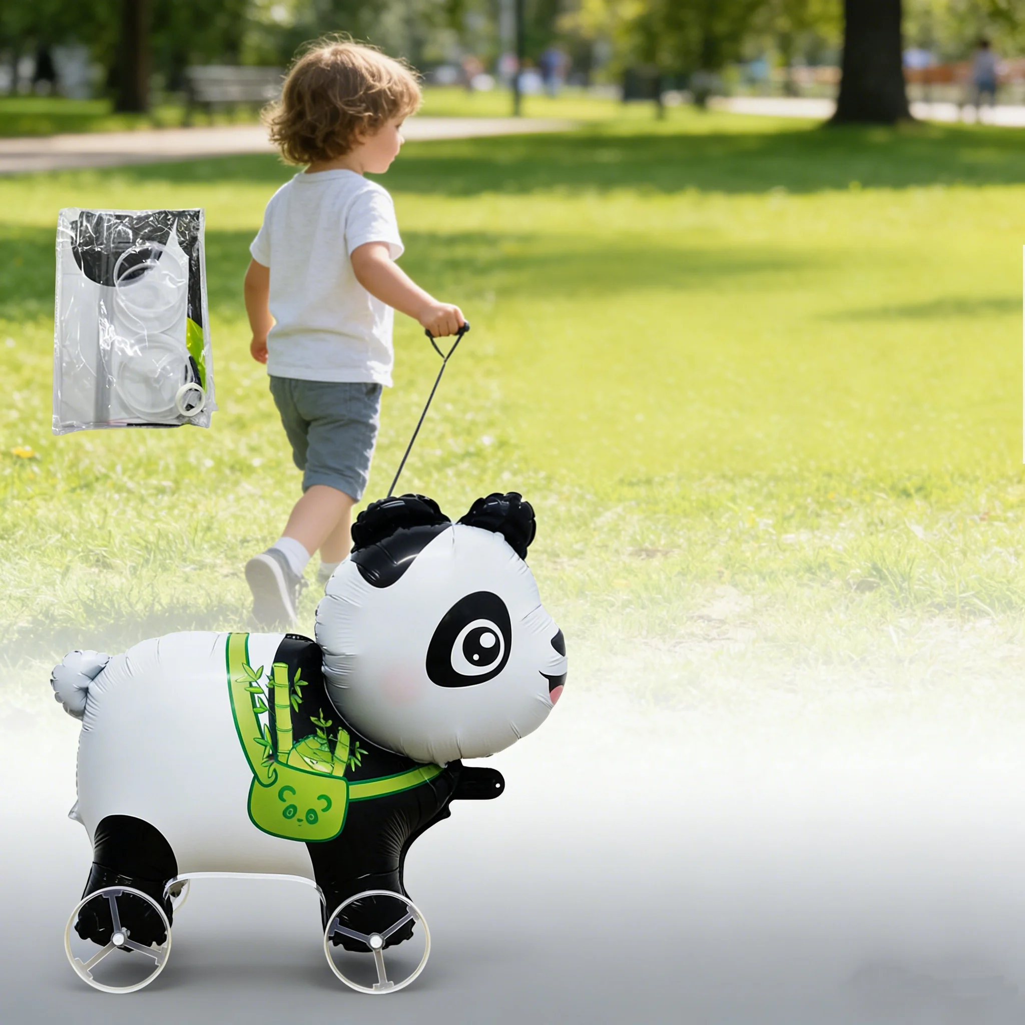 Walking Animal Foil Balloons With Wheels Pig Horse Duck Panda Chicken Pet Balloons For Kids Birthday Party Decorations view 2
