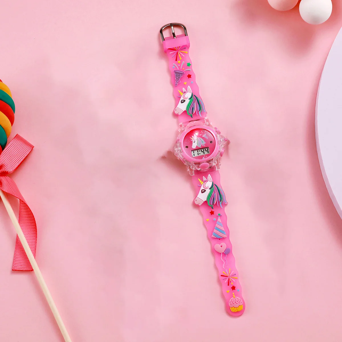 Светящиеся часы с милым мультяшным единорогом, прозрачным футляром и силиконовым ремешком, подходят для повседневной носки, идеально подходят в подарок для Спасибо.