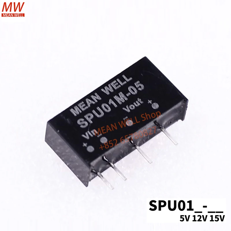 MEAN WELL Switching Power Module 1W SIP Package DC-DC Unregulated Converter SPU01M-05 SPU01N-05 SPU01M-12 SPU01N-12