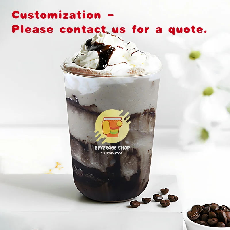 

Custom.LOKYO 10 унций U-образные одноразовые чашки для пузырькового чая, изготовленные на заказ чашки с одной стеной, пищевые чашки для десерта на вынос