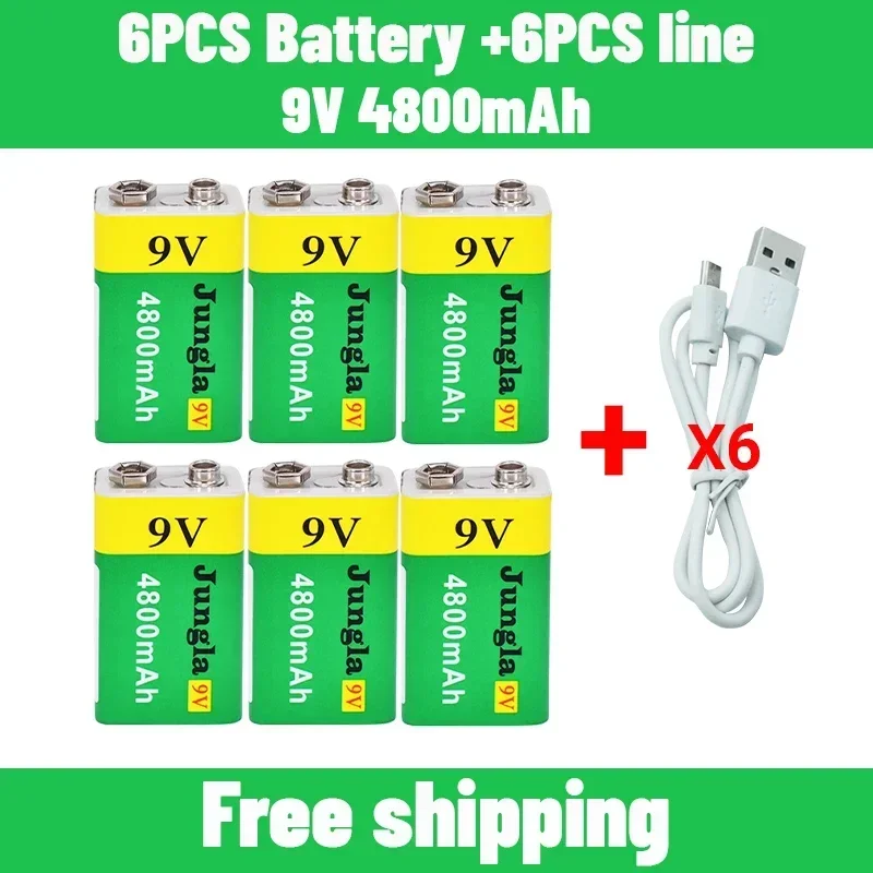 

2024 9V 4800mAh li-ion Rechargeable battery Micro USB Batteries 9 v lithium for Multimeter Microphone Toy Remote Control KTV use