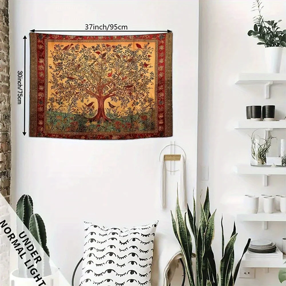 1 pieza  tapicería  terciopelo  piel  melocotón con diseño  árbol vibrante - Ligera, fácil  colgar, lavable en máqui