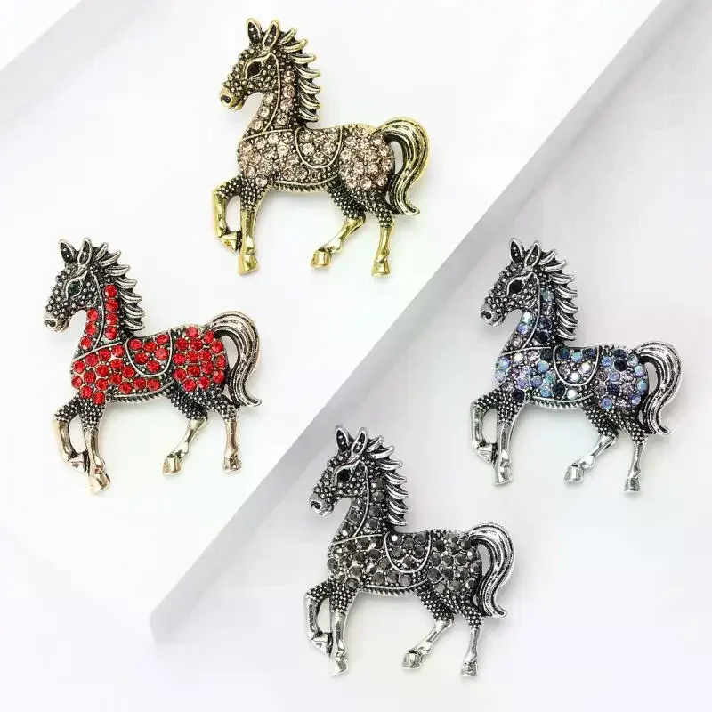 Vintage Court Style Enamel Galloping War Horse Brooches Pins For Women Clothing Accessories Men Fashion Suit Lapel Corsage