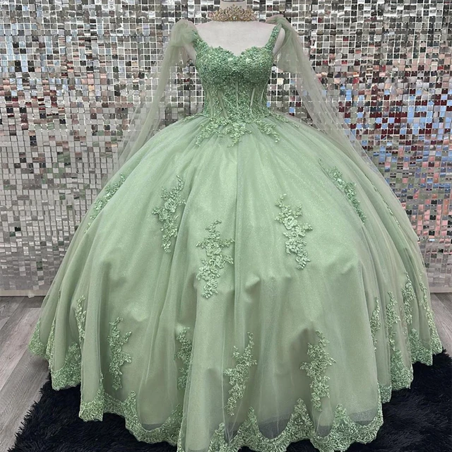 ANGELSBRIDEP Xanh Đậm Phối Ren Đính Hạt Bầu 15 Tuổi Quinceanera Đầm Sinh Nhật Công Chúa Chính Thức Đầm 3D Hoa