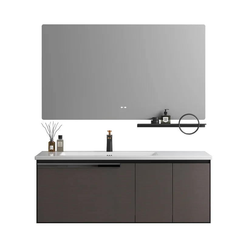 Picture 6: HYS large size thickened bathroom cabinet with stainless steel door panel combination set washbasin left basin