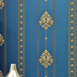 3D European-style Damascus Wallpaper Room Warm Bedroom Home Decoration Wall Stickers Blue Luxury Simple Non-woven Wallpaper
