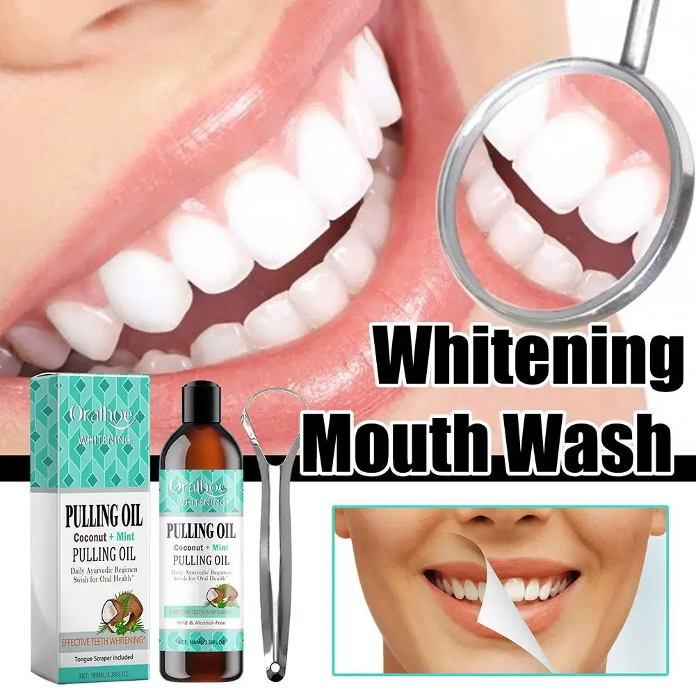 Coconut Mint Pulling Oil Mouthwash Alcohol-free Care Teeth Breath Oral Scraper Tongue Mouth Health Whitening Fresh Dropshipping