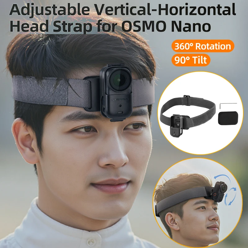 360° Rotatable Adjustable Headband for DJI OSMO Nano Elastic Horizontal Vertical Headstrap Quick Release Bracket for OSMO Nano