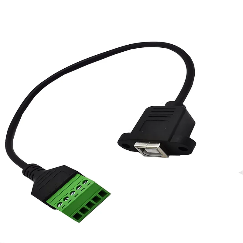 USB 2.0 B Female  to 5 Pin/Way Female Bolt Screw Shield Terminals Pluggable Type Adapter Cable  0.3m