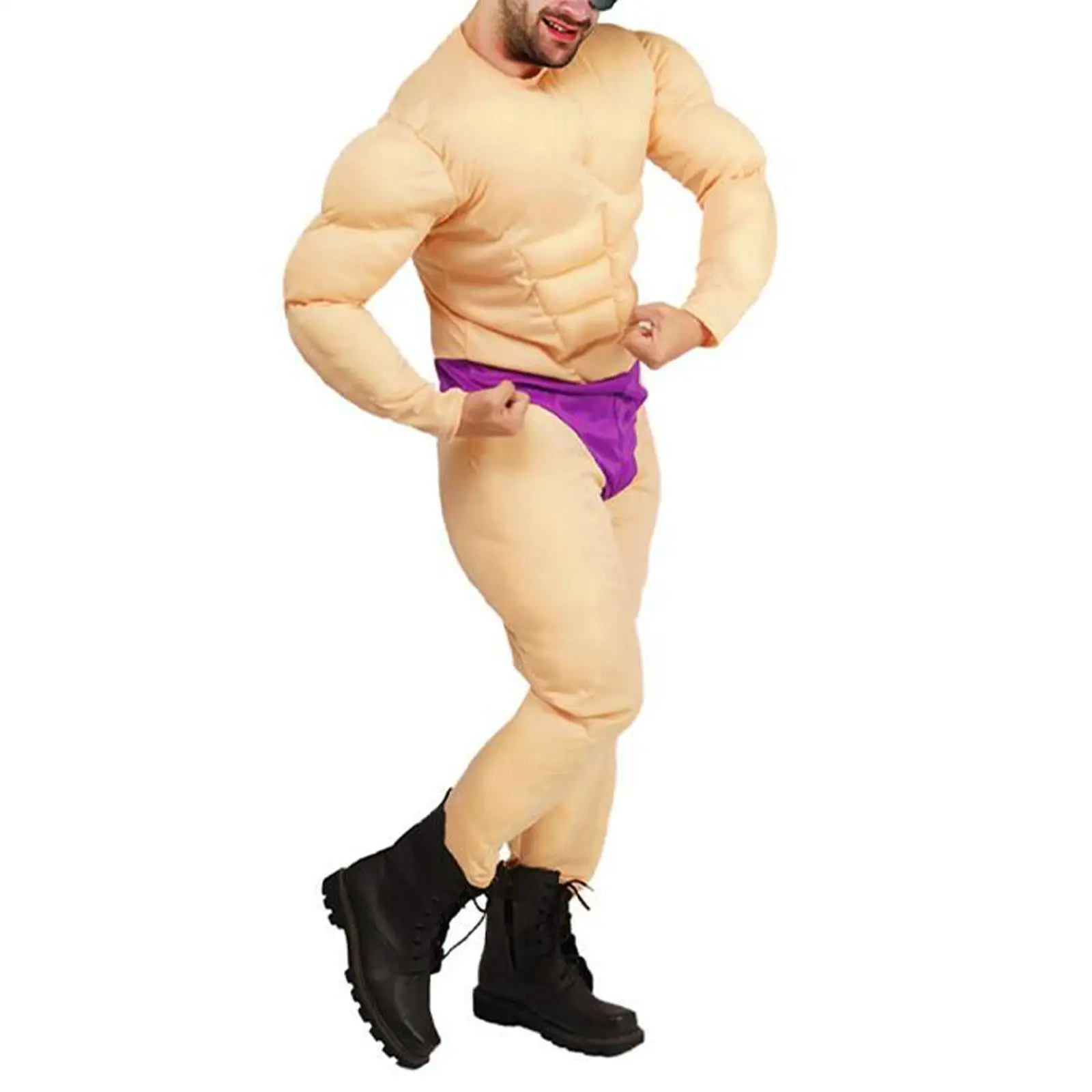 Muscle Suit Costume, Muscle Padding Body Builder Clothes, Weightlifter Jumpsuit Halloween Costume for Role Playing Gift Holidays