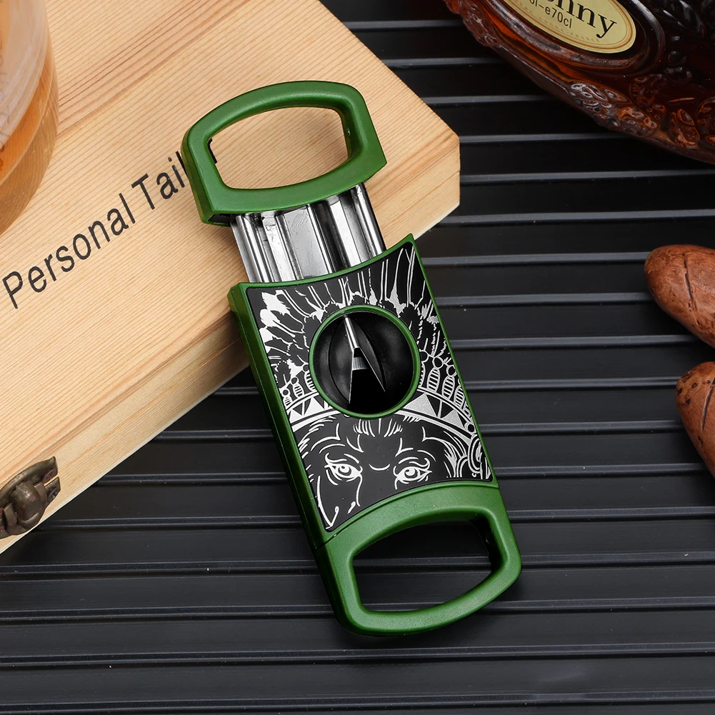 LUBINSKI Cutter Plastic Guillotine Cigar V Cutter 2-IN-1 Style Smoking Cutting Tool Cigar Cutter