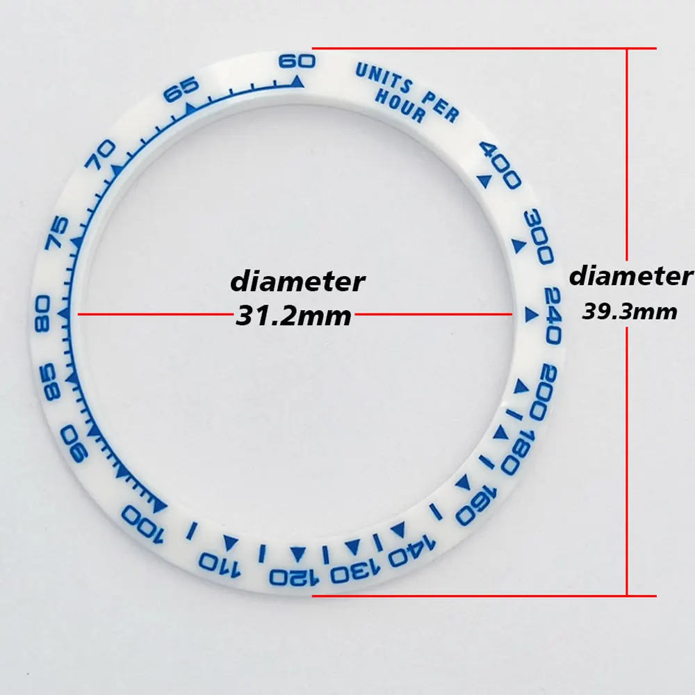 Lunetta dell'orologio Lunetta in ceramica da 39,3 mm * 31,2 mm Lunetta in ceramica inclinata policromatica adatta al movimento VK63 lunetta vk63 ﻿