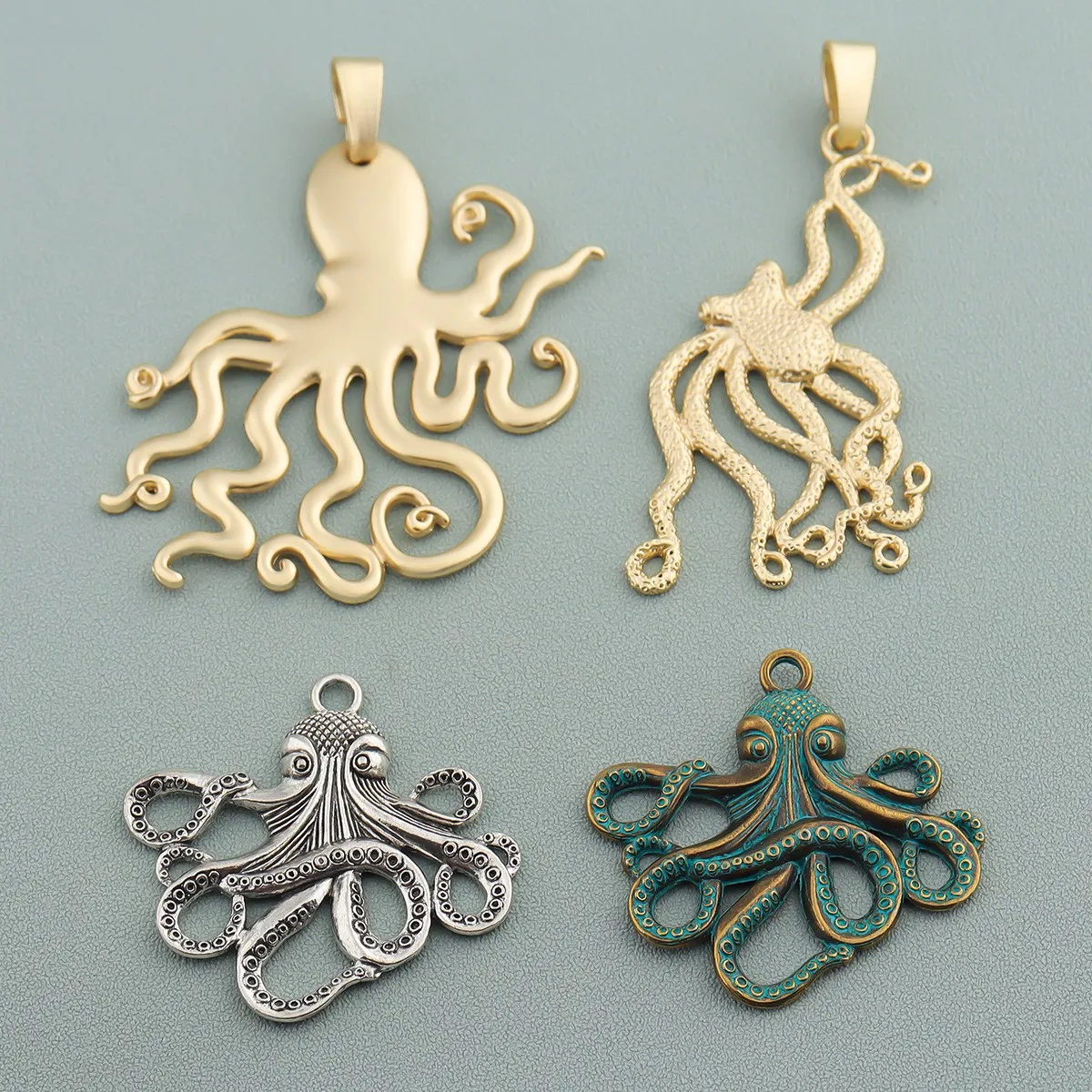 

2 шт., большие подвески в виде осьминога и кальмара, подвески для ожерелья «сделай сам», аксессуары для изготовления ювелирных изделий