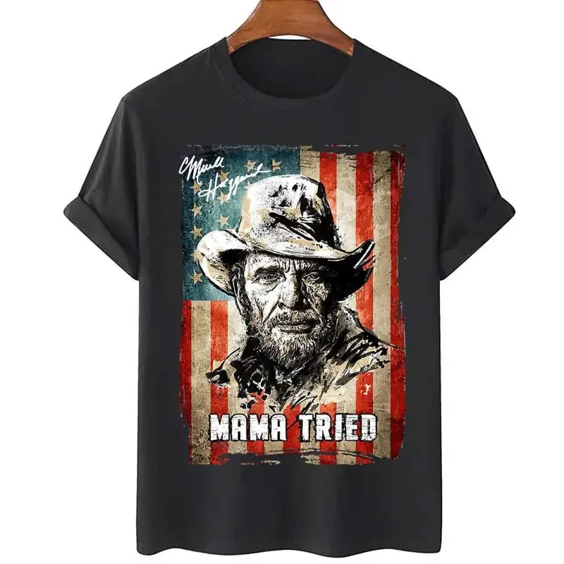 Mama Tried American Merle Haggard T Shirt Black Men Size S 5XL