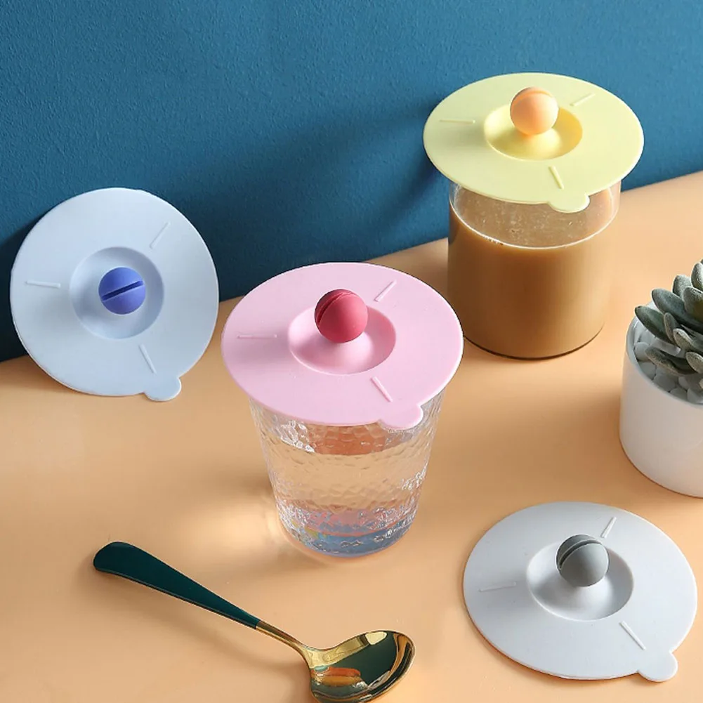 1PC Food-grade Silicone Cup Cover Cute Reusable Dustproof Suction Cup Cover Leakproof Tea Coffee Lids Seal Cap Cup Accessories