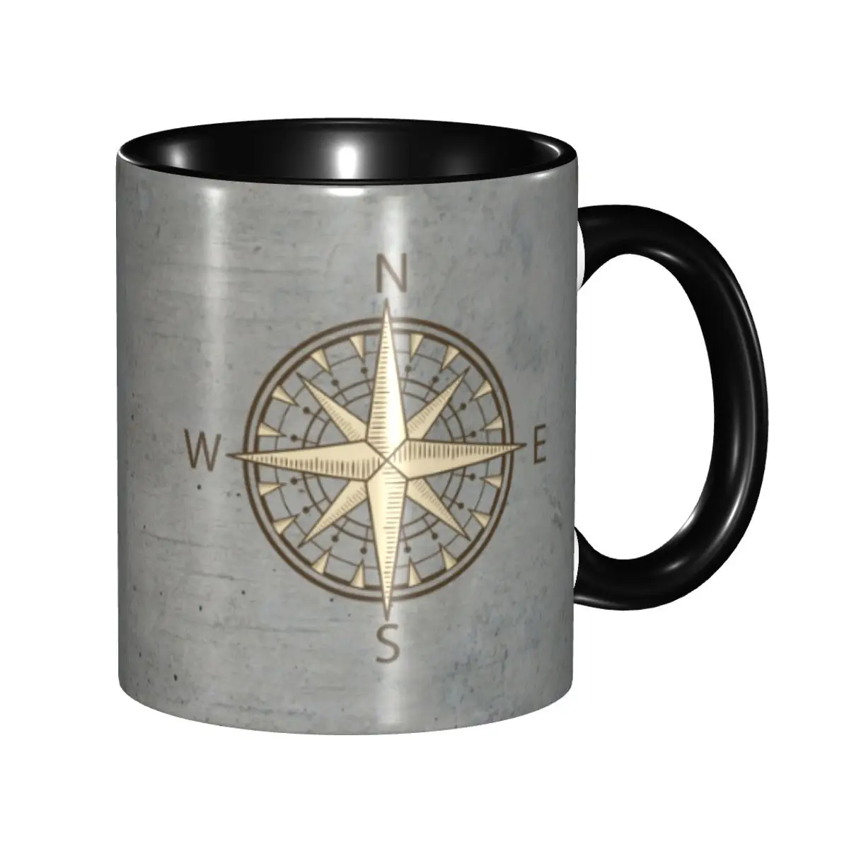 Gray Compass Coffee Mugs DIY Custom Nautical Sailing Sailor Ceramic Tea Milk Mug Cup