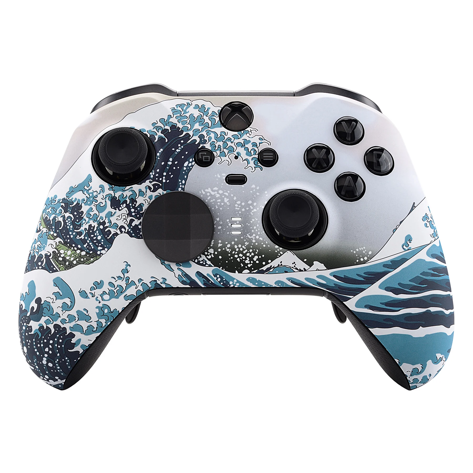 eXtremeRate The Great Wave Soft Touch Faceplate Front Housing Shell DIY Repair Parts for XB One Elite Series 2 Controller