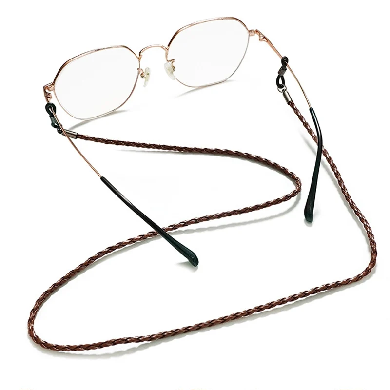 Thick Twist Sunglasses Leather Rope Chain Eyewear Braided Glasses Lanyard Strap Outdoor Sports Non-slip Eyeglass Accessories