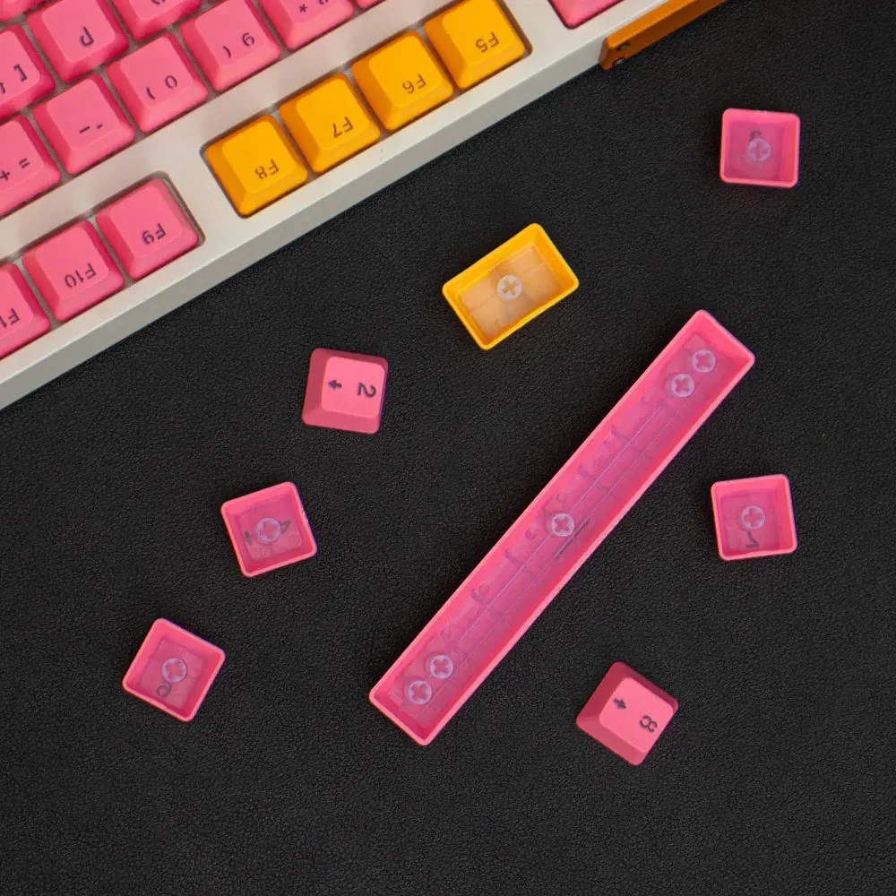 Teclado Mecânico Tema Rosa, 104 Teclas Keycaps, PBT, Térmico, Sublimação, OEM, 61, 68, 75, 87, 104, 108