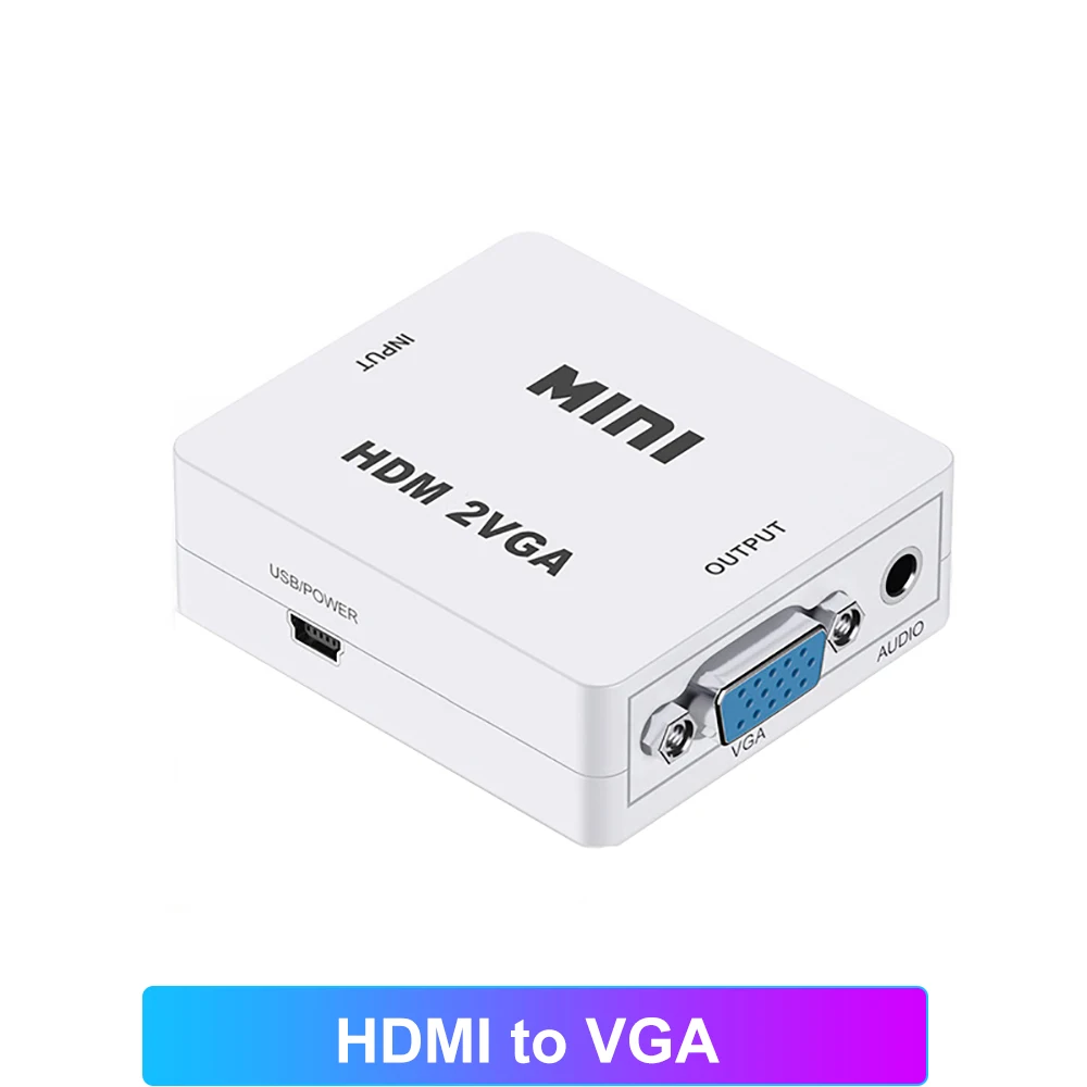 1080P HDMI do VGA Audio złącze adaptera Mini HDMI do VGA konwerter HDMI2VGA z dźwiękiem dla PC Laptop do projektor HDTV