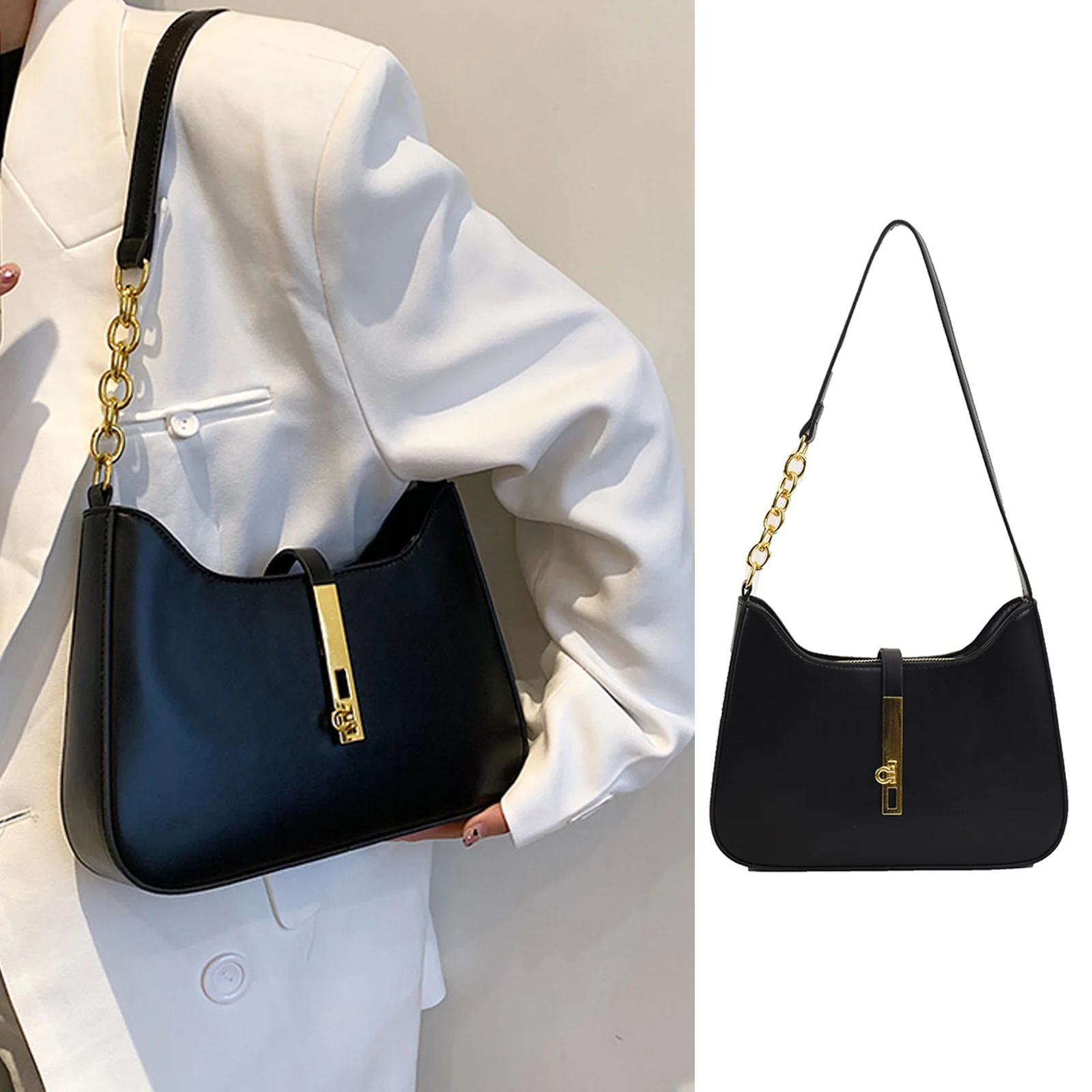 Nuove borse a tracolla ascellari alla moda per le donne borsa a catena Fashion Designer Pu Leather Half Moon ascella Bag borse e borsette da donna