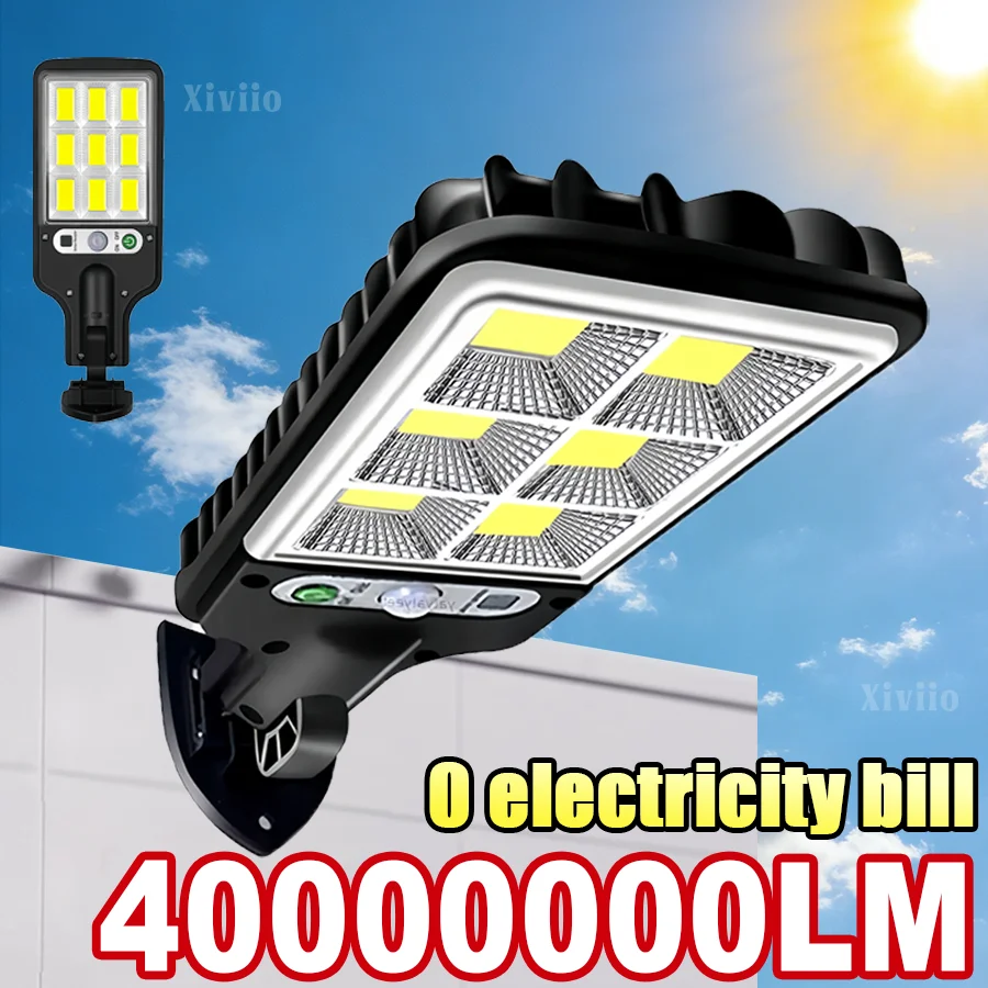 

Солнечные фонари 400000LM для улицы с 3 режимами, водонепроницаемый датчик движения, охранное освещение, светодиодный солнечный уличный фонарь для сада, патио, дорожки