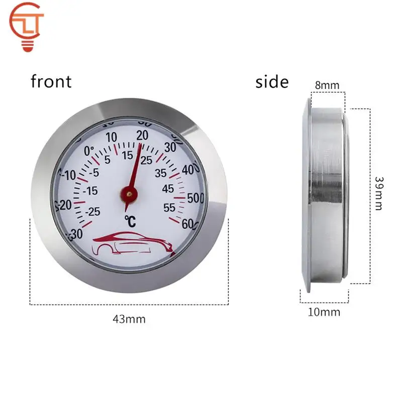 -30～-60℃ Mini Car Dashboard Thermometer Portable Vehicle Thermometer Round Temperature Gauge Meter Car Home Decoration